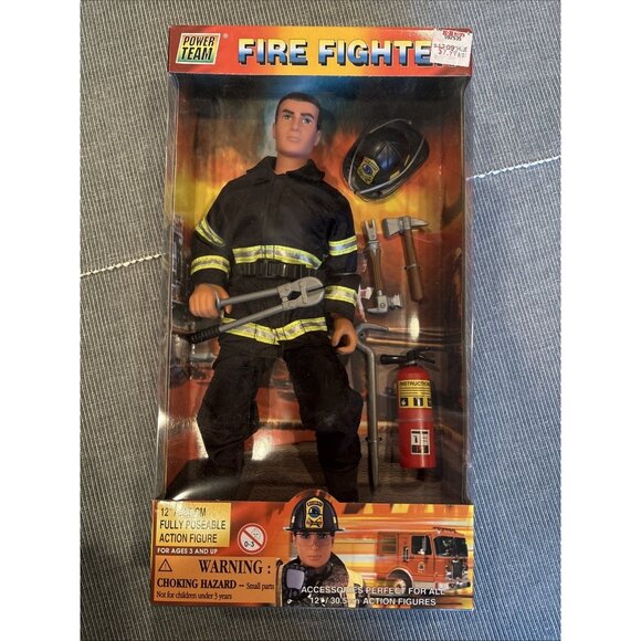 Fire Fighter Power Team Black Uniform 12" Poseable Action Figure - Picture 1 of 6